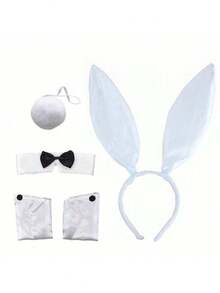 5 件套女士服装配饰，化妆派对兔耳头带，适合夜店的可爱性感兔子发饰，适合万圣节巴西狂欢节派对发饰和舞会 - 彩色 - 查看 10
