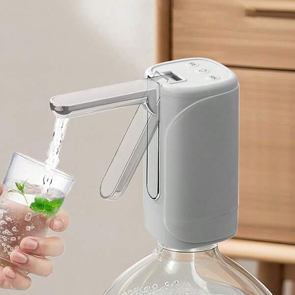 Bomba de agua eléctrica plegable para dispensador de agua doméstico, recargable por USB, se ajusta a botellas con diámetro exterior de 6 cm (2.36 pulgadas) y diámetro interior de boca de 1.8 cm (0.709 pulgadas), extracción automática de agua para uso doméstico, oficina, automóvil, camping