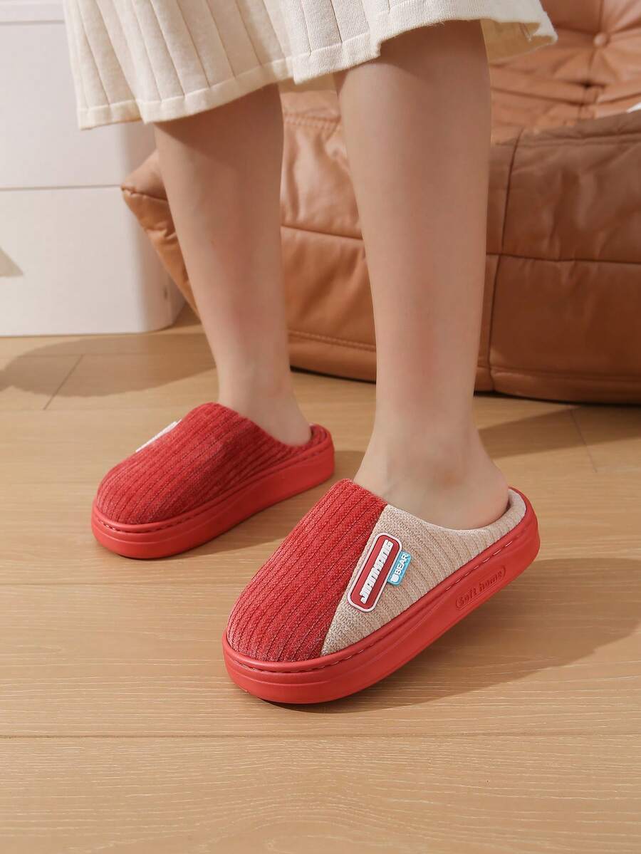 نعال نسائية جديدة مخططة ومرقعة، أحذية منزلية خفيفة الوزن مانعة للانزلاق