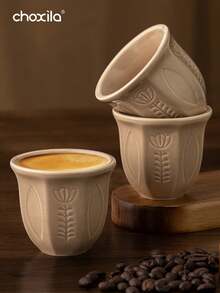 choxila 1件中東風格壓花鬱金香圖案陶瓷咖啡杯、茶杯、抹茶杯，適用於居家、咖啡店、茶館，亦可作為齋月、開齋節禮物 - 咖啡杯 - 查看 4