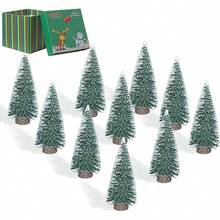Mini Artificial Christmas Tree, Pack Of 4, Mini Christmas Tree Artificial With Snow Effect, Small Mini Christmas Tree, 10/15/20/25 Cm (Green) - Green - View 8