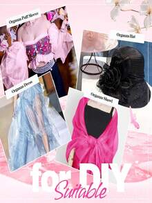 1 Stück transparenter Organza Stoff, Seide Organza Stoff für Hochzeitsfeier Dekoration, Vorhang Hintergrund - Heißes Pink - Übersicht 6