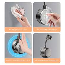 1个枪灰色吸盘式淋浴支架 - 无需钻孔壁挂式ABS塑料浴室收纳架，强力粘胶淋浴喷头支架，适用于现代浴室，夏季新品及复活节礼物，浴室配件，时尚设计，表面抛光