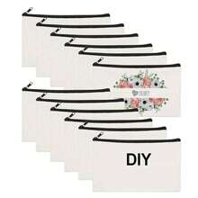 50 Peças Sacos de Zíper de Lona Bege - Bolsas DIY para Artesanato e Armazenamento de Cosméticos, Papelaria - Perfeito para Natal, Casamentos, Aniversários, Decoração de Casa, Decorações de Natal, Decoração de Quarto de Inverno