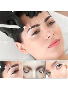 White Semi-Permanent Eyebrow Positioning Pencil For Tattooing, Waterproof Anti-Smudge Eyebrow Shape Design Marking Pen, Professional Tattoo Artist Use Non-Fading Smooth Line Drawing Pen - Multicolor - View 1