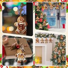 30Pcs Christmas Tree Ornaments Wooden 2D Flat Gingerbread Man Pendants Hanging Decor For Farmhouse Home Holiday Party - Yellow - View 4