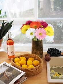 6pcs Artificial Gerbera Wedding Bridal Bouquet Party Home Office Kitchen Table Centerpiece (White, Yellow, Orange, Pink, Rose Red, Coral). Suitable For Outdoor Garden Decoration, Outdoor And Indoor Decoration, Vase Decoration, Fake Plants, Four Seasons Decoration - Multicolor - View 10