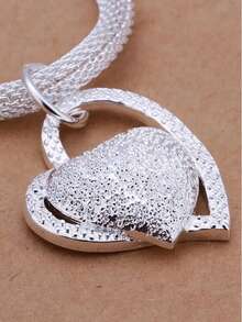 Bohemian-Style Necklace, 18-Inch  Heart Pendant, Elegant Women's Love Pendant, Luxury Gift Jewelry, Perfect For Gifting And Party Wear. - 銀色 - 查看 5