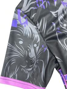 Camiseta de fútbol brasileña con estampado de guepardo de tres estrellas, cuello redondo, cómoda, ideal para partidos, entrenamientos, tiempo libre y vacaciones. Un regalo perfecto. - Azul - Ver 5
