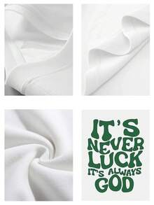 Camiseta Tops casuales de mujer con estampado de texto inspirador 220 g de algodón puro grueso y cómodo - Blanco - Ver 4