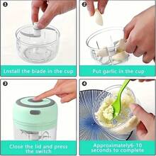 [Picador De Verduras]250ml USB Electric Mini Garlic Mincer - Powerful Meat And Vegetable Mincing Function, Durable And Sturdy Kitchen Appliance, Can Be Used To Crush Garlic, Ginger And More. - Green - View 6