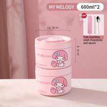 Sanrio 3-Layer Stainless Steel Thermal Bento Lunch Box, 600ml/400ml Capacity, Microwave , Leak-Proof, Long-Lasting Insulation, Suitable For Office Workers And Students