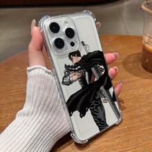 Custodia per telefono in stile retrò anime personalizzata con uomo con una grande spada in un mantello nero, compatibile con 16 16e 15 14 13 12 Mini 11 Pro Max X XR XSMAX 8 7 E Plus, anti-caduta ai quattro angoli, trasparente e morbida, cover posteriore ultra sottile in stile semplice Ins - Trasparente - Visualizzare 6