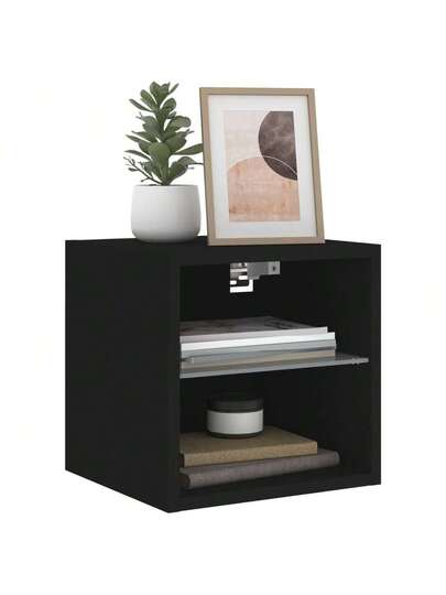 VidaXL TV Wand Units LED Lighting, stuks 30x28.5x30 Cm, Zwart view 6