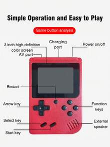 1pc Retro Game Console With 400 Nostalgic Classic Games Built In 3.0-Inch Large Screen Can Be Connected To TV Supports Two-Player Battle Old-Fashioned Red And White Machine Mini Portable Handheld Rechargeable Holiday Birthday Gift For Men And Women