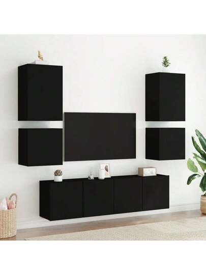 VidaXL TV Wand Units Pcs 40.5x30x40 Cm Processed Wood Zwart view 4