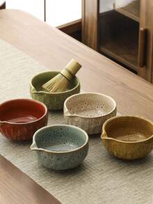 Juego de té Matcha de 5 piezas de cerámica, incluye herramientas para pastelería, tazón Matcha, batidor Matcha, taza Matcha, revolvedor, cuchara para té, juego de tazón de té, herramientas de preparación de postres y té, caja de regalo con estilo japonés, juego de herramientas de batido de Matcha de la dinastía Song