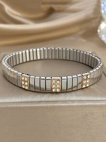 1 buc minimalist elastic bandă curea de ceas brățară pentru femei stras stivuibil brățară din oțel inoxidabil pentru bijuterii de petrecere zilnică Halloween cadouri de Crăciun