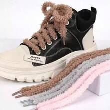 Fluffy Shoelaces, Cute Ins Style Sneakers Round Fluffy Shoelaces, Casual Canvas Shoes Accessories