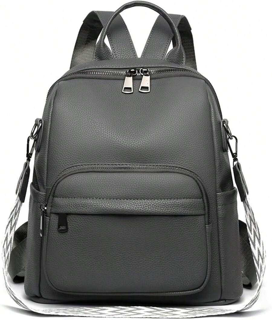 Mini Backpack For Women Fahsion Vegan Leather Backpack Lightweight Ladies Shoulder Bag Small Travel Purses Daily - Grey - View 1