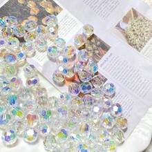 Mărgele acrilice ovale, culoare AB, albe, transparente, tăiate, 8 mm/10 mm, 200 buc/400 buc, potrivite pentru brățări împletite DIY, coliere, cercei, bijuterii, accesorii de păr/accesorii pentru încălțăminte/îmbrăcăminte/ornamente, materiale decorative, mărgele decorative