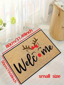 1 pieza Felpudo de bienvenida con diseño minimalista de ciervo sonriente navideño, estilo festivo para interiores y exteriores, antideslizante, lavable a máquina de fibra de poliéster, para cocina, comedor, pasillo, baño, dormitorio, exterior, entrada, decoración del hogar, decoración de habitación, todo el año - Amarillo - Ver 12