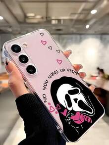 1 pieza Funda de teléfono suave y protectora con diseño de calavera, corazón y bruja compatible con iPhone, Honor, Redmi, Galaxy