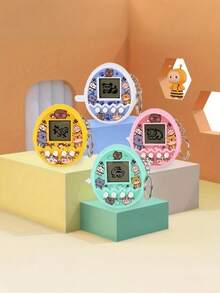 Colorful Mini Handheld Digital Pet With Virtual Pet Feeding Game - Friendly Keychain Toy, Battery-Powered (Non-Rechargeable), Ideal Holiday Gift - Available In White, Pink, Green, Yellow, Gaming Accessories