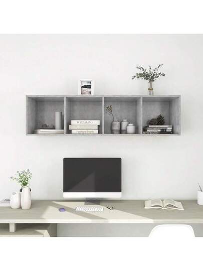 VidaXL TV Wand Unit 37x37x142.5 Cm Finished Wood Concrete Grijs view 6