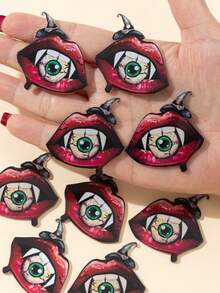 2/5pcs Halloween Mouth, Eyeball, Bat Acrylic Pendant DIY Jewelry Accessories For Necklace, Earrings