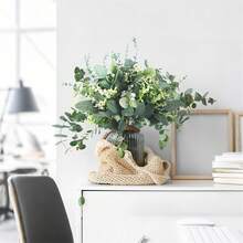 60Pcs,Artificial Greenery Stems Box Set,With 6 Kinds Of Faux Plants And Fake Flowers For DIY Bridal Bouquets Wedding Floral Arrangement Table Centerpieces Decoration (Green) - 綠色 - 查看 4