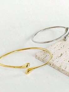 1 Piece Of European And American Design Open Armchain Fashionable Arm Ring Liquid Wind Element Ring Water Droplet Metal Arm Bracelet Suitable For Women Arm Ring Gold Bangles Accessories Hand Chain Accessories Women