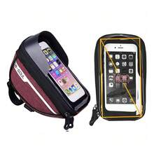 B-SOUL Bicycle Front Beam Bag, Bike Handlebar Bag, Rainproof Touchscreen Cycling Bag, 1L Large Capacity Multi-Function Bag - Multicolor - View 3