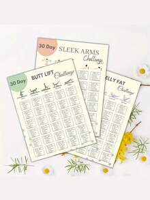 30-Day Home Workout Challenge Poster Set | 10 Workouts For Arms, Thighs, Butt, Belly Fat, And Side Fat, Unframed 8x10 Inches - 10 mặt hàng - Xem 4