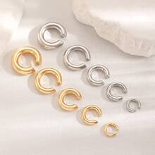 Set de 4 piezas/8 piezas de aretes de clip con forma de C, incrustados de cobre y circonita, estilo punk hip-hop, joyas simples y elegantes para mujer, de uso versátil para uso diario - Multicolor - Ver 11
