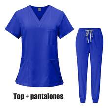 Pijama Quirurgica Conjunto Medico Anti Fluidos Jogger, Scrub - azul real - Ver 1