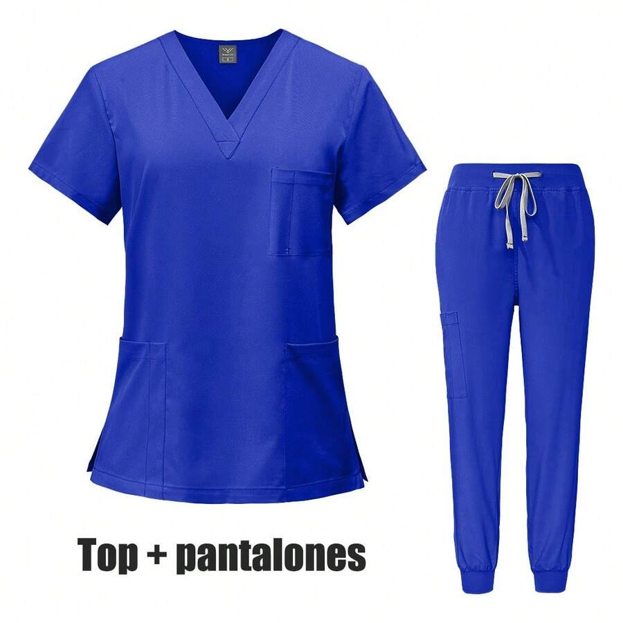 Pijama Quirurgica Conjunto Medico Anti Fluidos Jogger, Scrub - azul real - Ver 1
