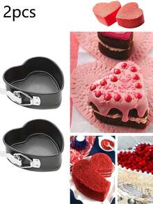 1pc Heart Detachable Bottom Baking Pan (4.13''), Nonstick Baking Pans Spring Form For Cheesecake, Fried Eggs, Pudding Mold, Cake MoldTier, Wedding Cakes, And More - Removable Bottom, Leakproof Bakeware Sets, Baking Tools, Kitchen Accessories - Grey - View 12