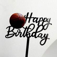 1 pieza/3 piezas/6 piezas Decoración para pastel con temática de fútbol americano/rugby de acrílico negro para fiesta de cumpleaños, diseños de fútbol americano, rugby, tenis, decoración de pastel con temática deportiva