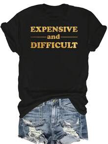 Camiseta unisex de verano casual, transpirable y de personalidad con cuello redondo y manga corta, ropa de calle versátil, adecuada para adolescentes y adultos - Negro - Ver 1
