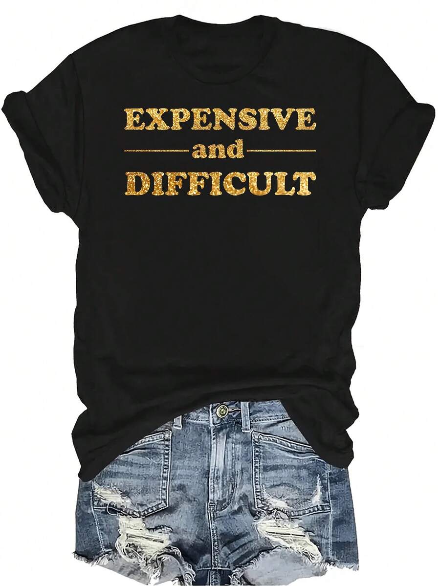 Camiseta unisex de verano casual, transpirable y de personalidad con cuello redondo y manga corta, ropa de calle versátil, adecuada para adolescentes y adultos - Negro - Ver 1