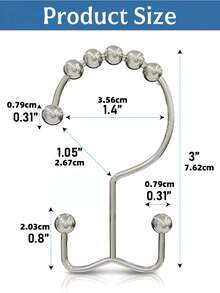 12pcs Shower Curtain Hooks Rings, Rust Resistant Metal Double Glide Shower Hooks Rings For Bathroom Shower Rods Curtains, Set Of 12 Hooks - Multicolor - View 3