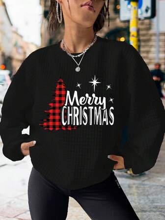 عيد الميلاد مبارك شجرة عيد الميلاد، بلوزة رياضية كاجوال مطبوعة بنمط الفرن، خريف وشتاء، رأس السنة الصينية، السنة الجديدة القمرية، عام الحصان، عيد الربيع، السنة الجديدة السعيدة، عيد الحب، هدية عيد الحب، هدية عيد الحب للمرأة، هدية عيد الحب