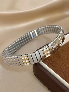 1 buc minimalist elastic bandă curea de ceas brățară pentru femei stras stivuibil brățară din oțel inoxidabil pentru bijuterii de petrecere zilnică Halloween cadouri de Crăciun