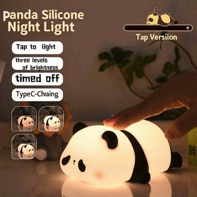 1 件硅胶水龙头小夜灯，卡通水龙头灯，水豚，鸭子，梨鸭形水龙头小夜灯，可调光，可充电，便携