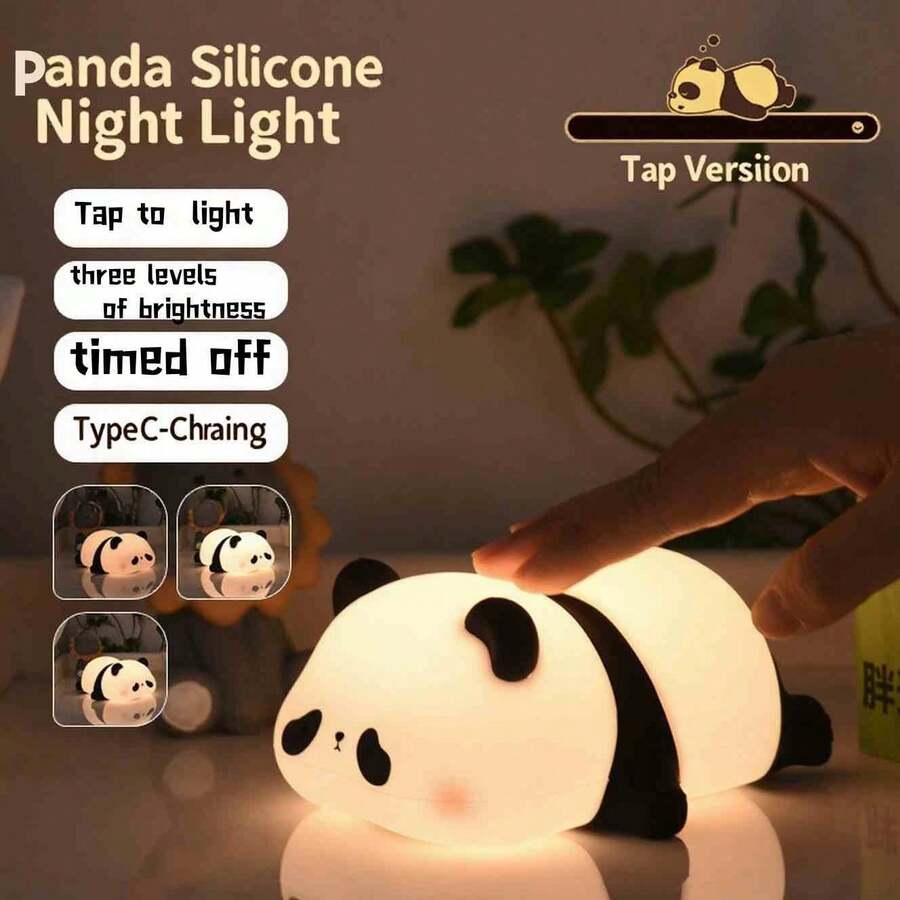 1 件硅胶水龙头小夜灯，卡通水龙头灯，水豚，鸭子，梨鸭形水龙头小夜灯，可调光，可充电，便携 - 彩色 - 查看 1