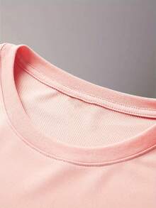 Popular  Men's Short Sleeve Shirts Never Give Up Letter Pattern Print Casual Summer Tops, Men's Fashion Casual Round Neck Short Sleeve, Suitable For Daily Wear And Various Occasions. Roomy And Comfortable - Hồng 2 - Xem 3