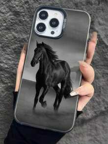 1 pieza Funda de teléfono con acabado mate, patrón de caballo, suave, antideslizante y antideslizante, con botón independiente + cámara independiente para iPhone 17, iPhone Air 15, 16 Pro Max, 14 Plus, 12, 13, 11 Pro Max, SE, 7, 8, 14 Pro, XR, XS, 12 Mini