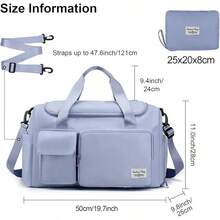 ANNA TOSANI Bolsa Fitness Maleta Deporte, Bolsa Deporte con Compartimentos para Zapatos y Bolsillo Húmedo para Hombre y Mujer Bolsa de Viaje Grande Deporte Bolsa Gimnasio Plegable Natación (Azul) - AZUL - Ver 9