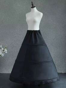 Adjustable Waist Petticoat Slip For Bridal Wedding Dress, Party Performance Costume, Lolita Daily Wear, 3-Layer Padded Crinoline - Black - View 1